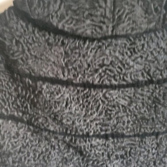 Vintage Bensky Furs Curly Wool Cape Pockets Black One Size - Picture 7 of 9